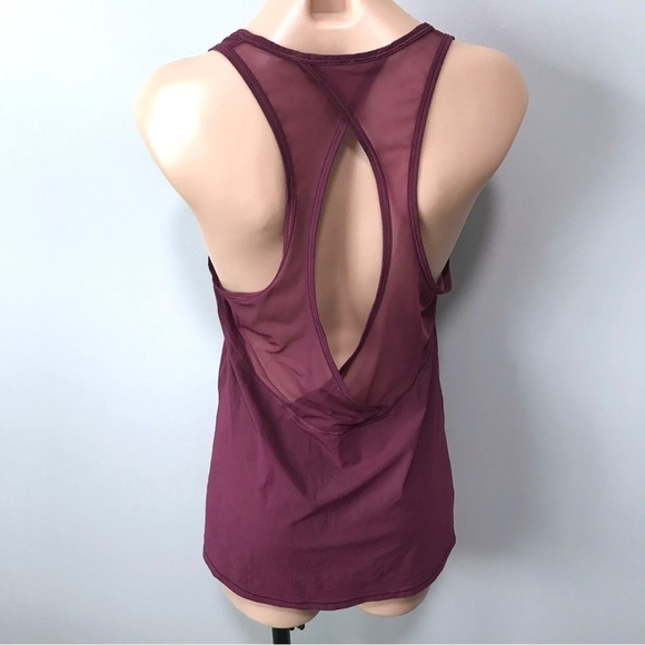 Lululemon Tranquil Tank Top Red Grape Purple Mesh Open Back Sheen - Picture 2 of 7